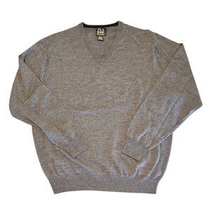 JOS A BANK Signature Collection Mens Italian Merino Wool Gray Sweater Large